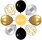 Black and Gold Balloons Latex Balloons, 60 Pcs 12 Inch Silver Gold Confetti Balloons with Ribbons for Birthday Graduation Black Gold Party Wedding Engagement Anniversary Festival Decoration